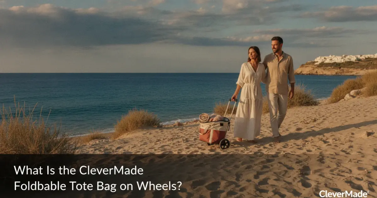 Illustration of What Is the CleverMade Foldable Tote Bag on Wheels?
