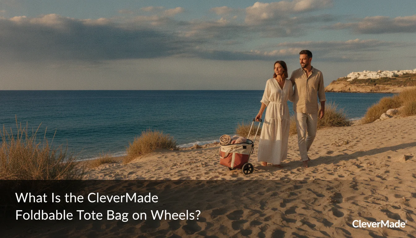 Illustration of What Is the CleverMade Foldable Tote Bag on Wheels?