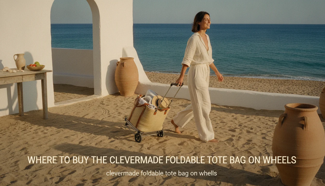 Visual guide to Where to Buy the CleverMade Foldable Tote Bag on Wheels