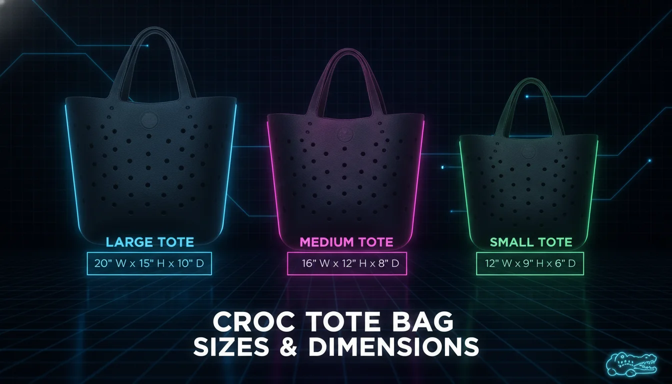 Croc Tote Bag Sizes and Dimensions — illustrated overview
