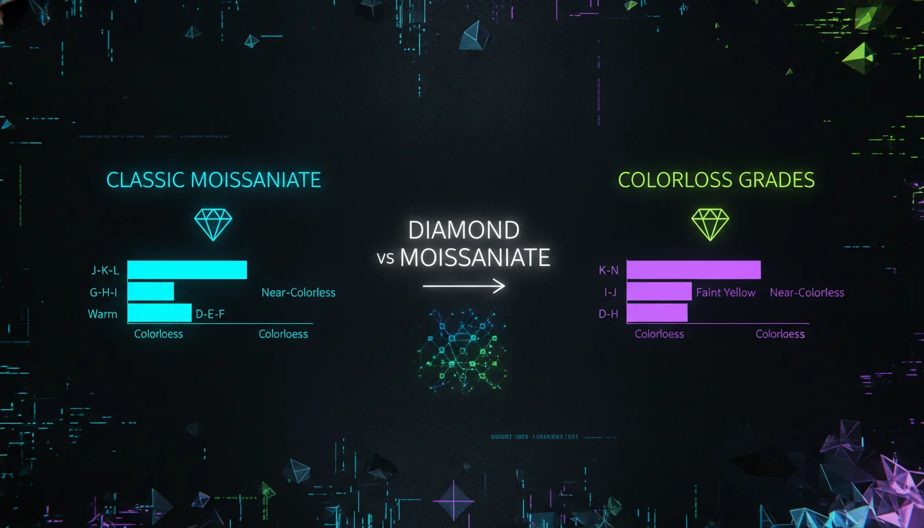 Concept illustration for Color: Classic Moissanite vs Colorless Grades