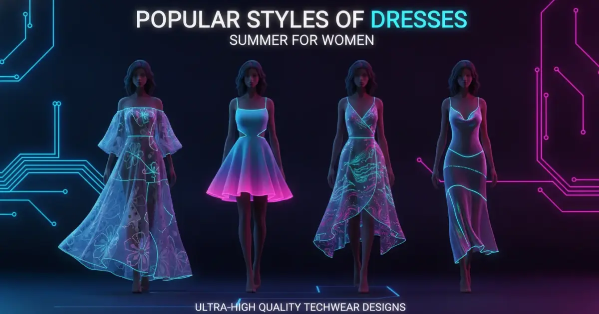 Illustration of Popular Styles of Dresses Summer for Women