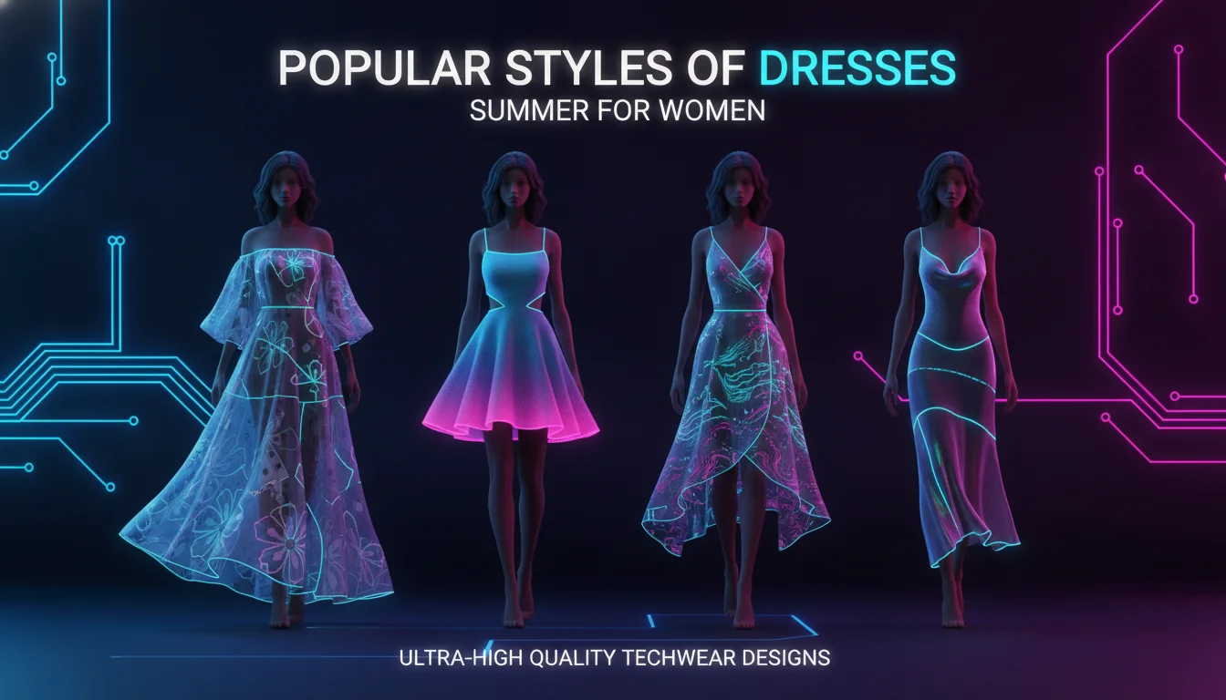 Illustration of Popular Styles of Dresses Summer for Women