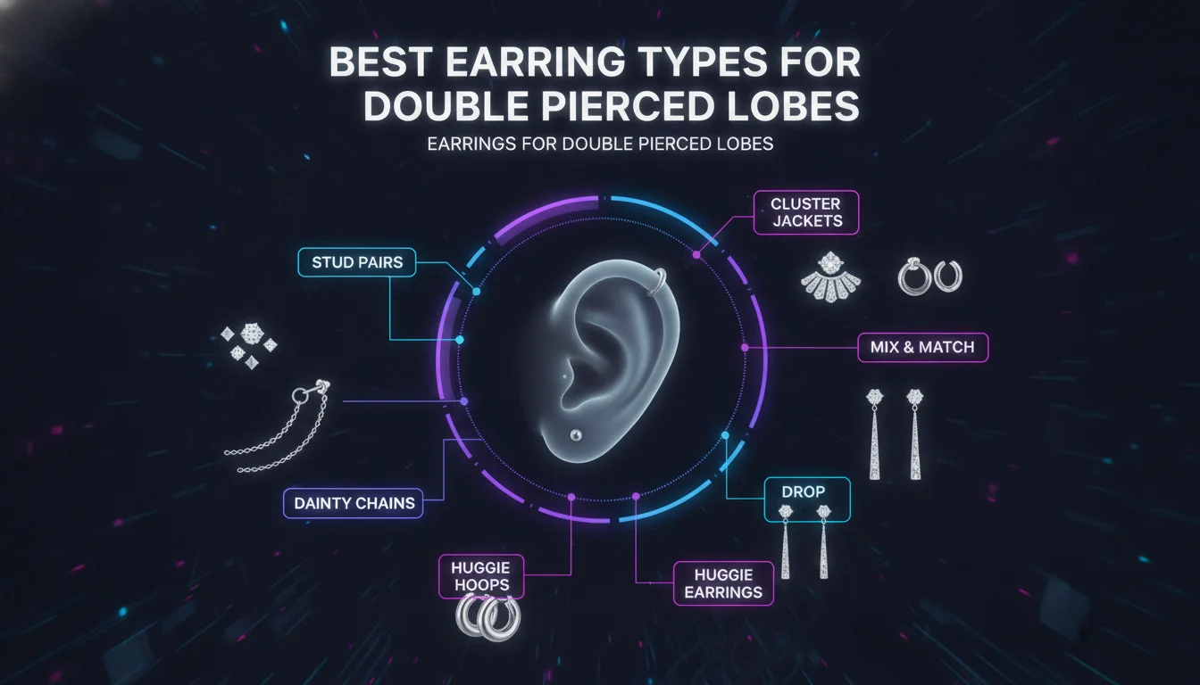 Best Earring Types for Double Pierced Lobes — illustrated overview
