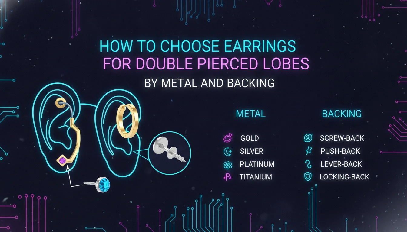 Visual guide to How to Choose Earrings for Double Pierced Lobes by Metal and Backing