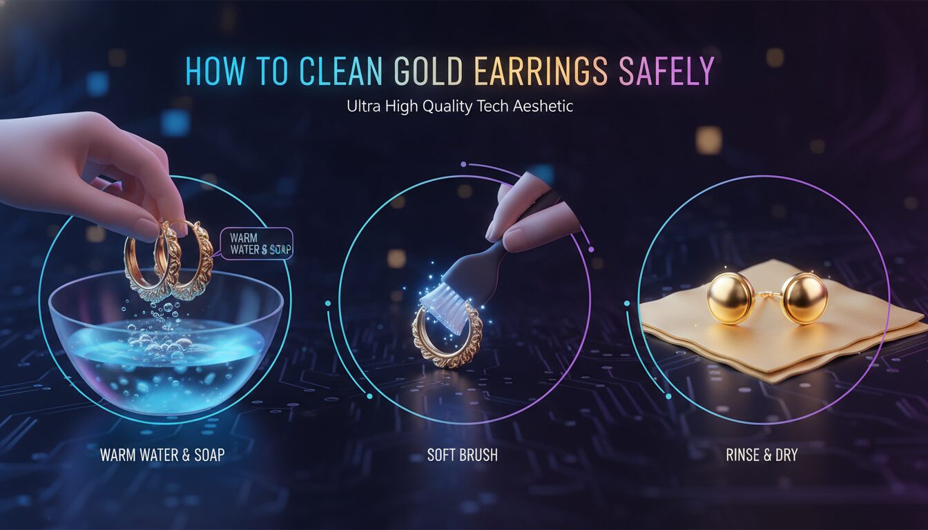 Concept illustration for How to Clean Gold Earrings Safely