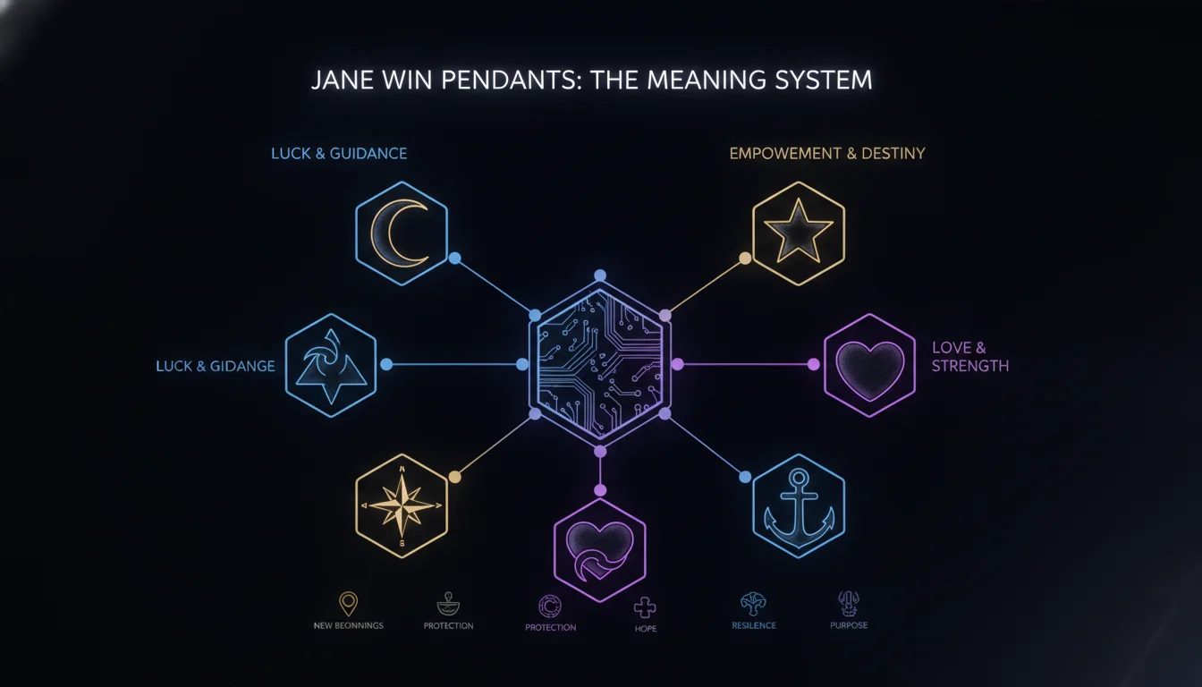 The Meaning System Behind Jane Win Pendants — illustrated overview