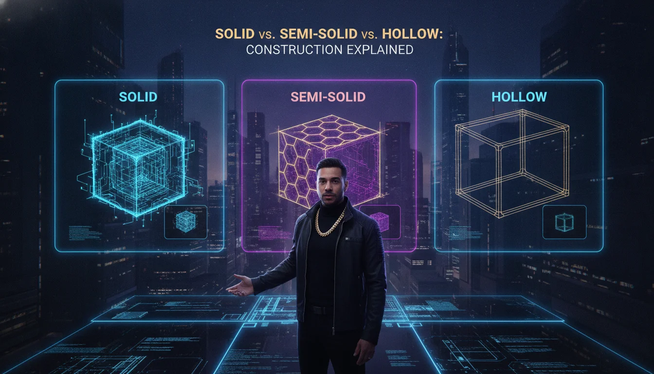 Concept illustration for Solid vs. Semi-Solid vs. Hollow: Construction Explained