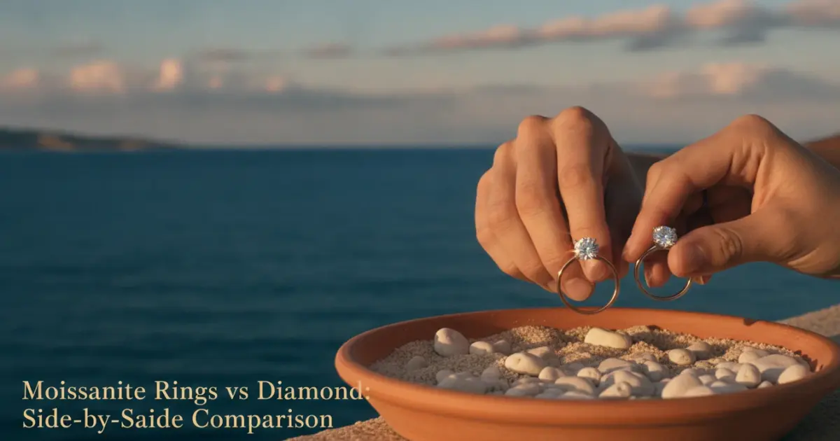 Illustration of Moissanite Rings vs Diamond: Side-by-Side Comparison