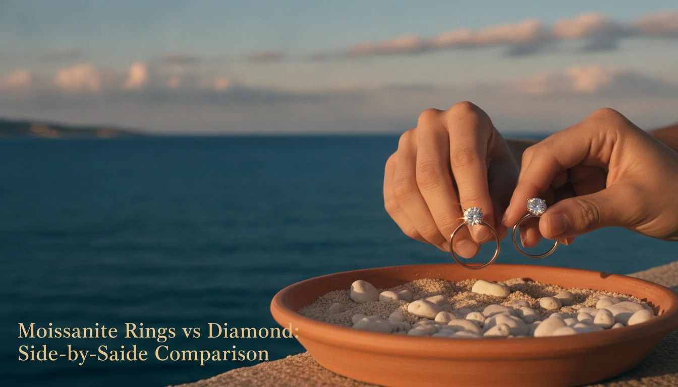 Illustration of Moissanite Rings vs Diamond: Side-by-Side Comparison