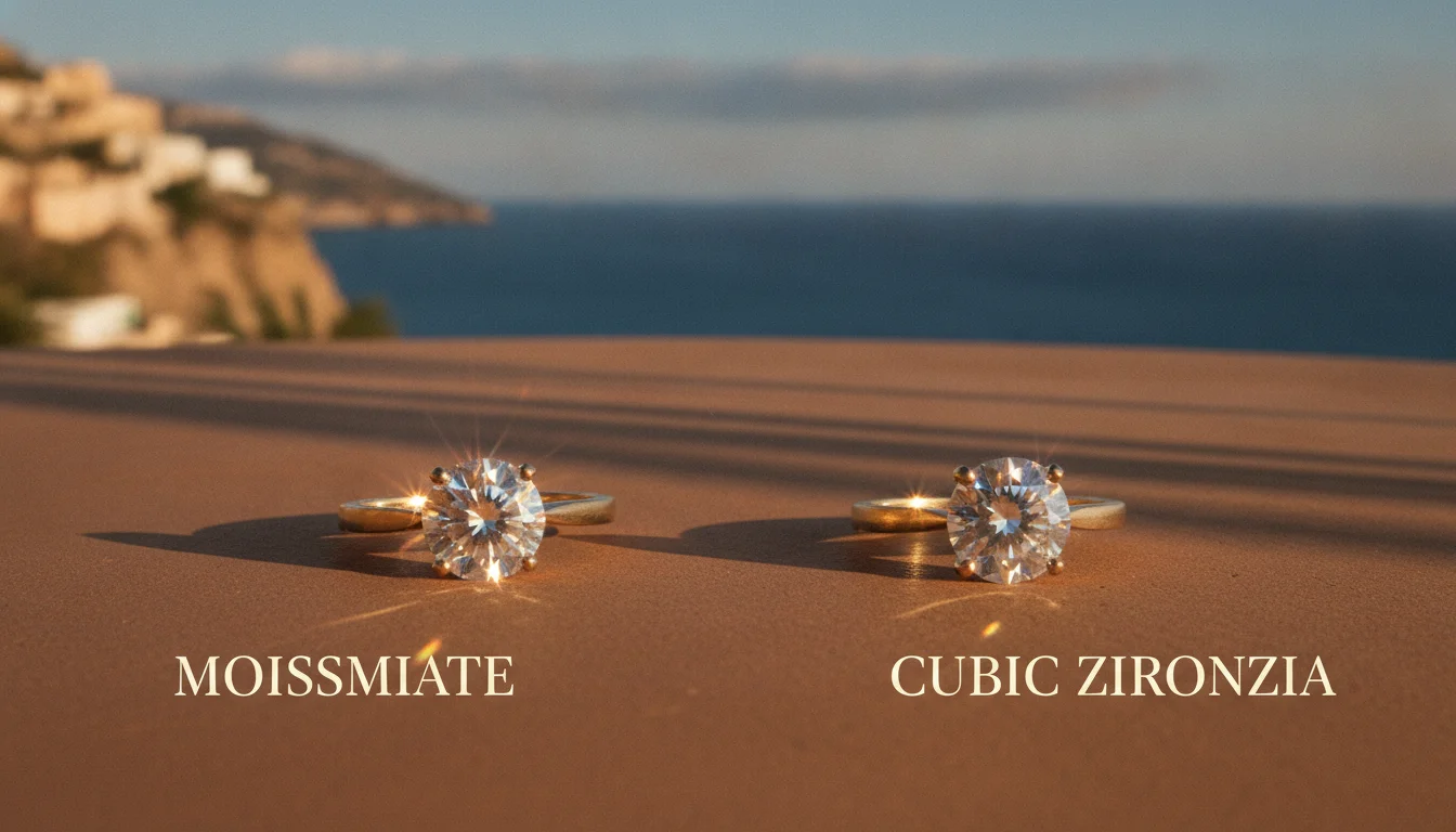 Illustration of Side-by-Side Comparison: Moissanite vs Cubic Zirconia