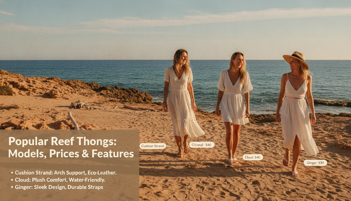 Visual guide to Popular Reef Thongs Womens Models, Prices, and Features