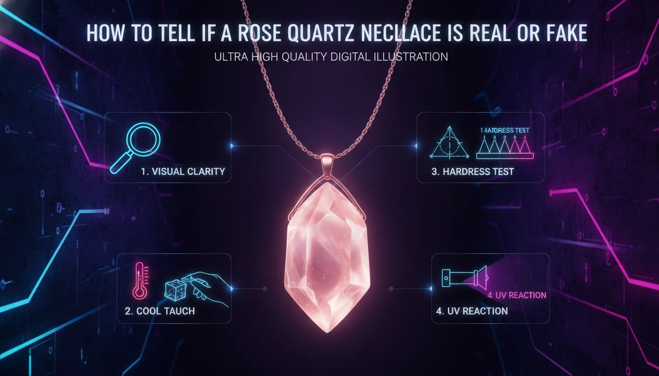 Concept illustration for How to Tell If a Rose Quartz Necklace Is Real or Fake