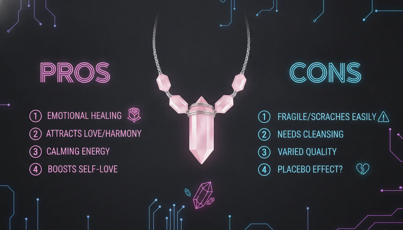 Visual guide to Pros and Cons of a Rose Quartz Necklace