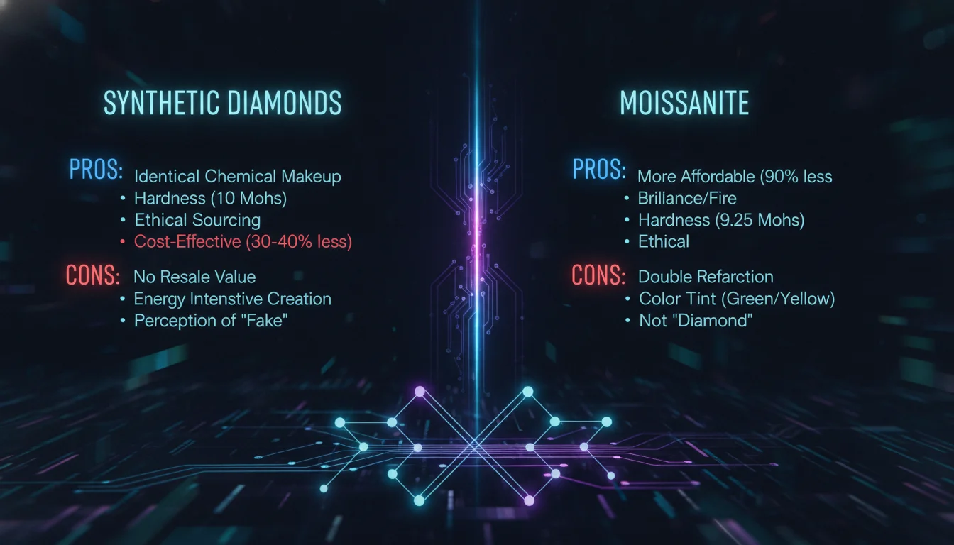 Pros and Cons of Synthetic Diamonds — illustrated overview