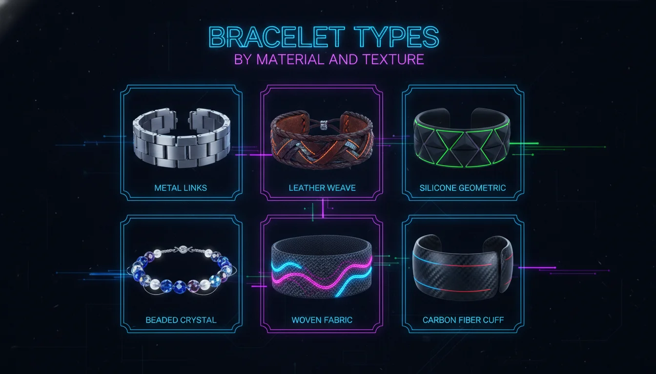 Visual guide to Bracelet Types by Material and Texture