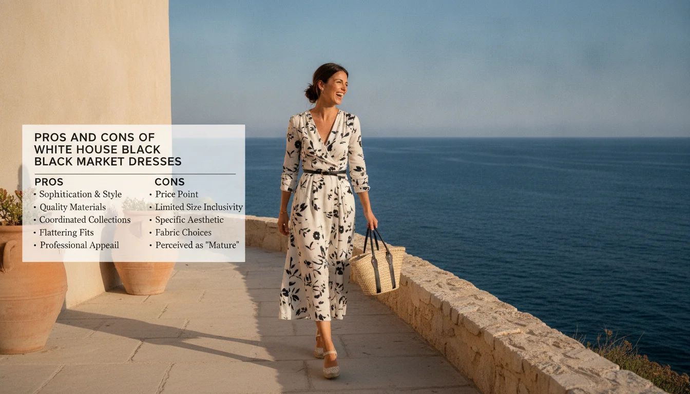 Pros and Cons of White House Black Market Dresses — illustrated overview